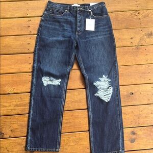 KanCan Blue Boyfriend Jeans with Knee Distressing